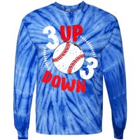 3 Up 3 Down Three Up Three Down Baseball Softball Players Gift Tie-Dye Long Sleeve Shirt