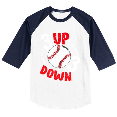 3 Up 3 Down Three Up Three Down Baseball Softball Players Gift Baseball Sleeve Shirt