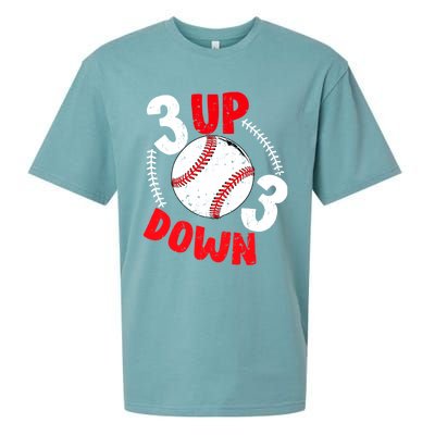 3 Up 3 Down Three Up Three Down Baseball Softball Players Gift Sueded Cloud Jersey T-Shirt