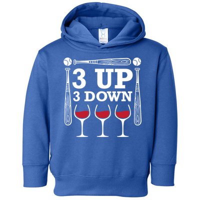 3 Up 3 Down Wine Baseball Cute Gift Toddler Hoodie