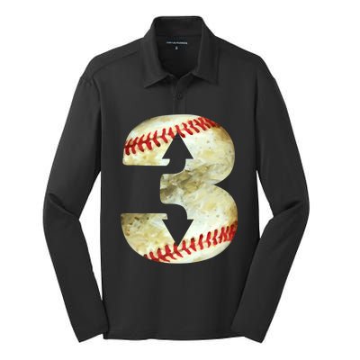 3 Up 3 Down Three Up Three Down Baseball Softball Player Gift Silk Touch Performance Long Sleeve Polo