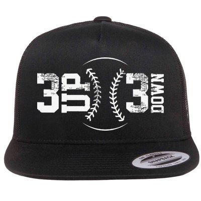3 Up 3 Down Three Up Three Down Baseball Flat Bill Trucker Hat