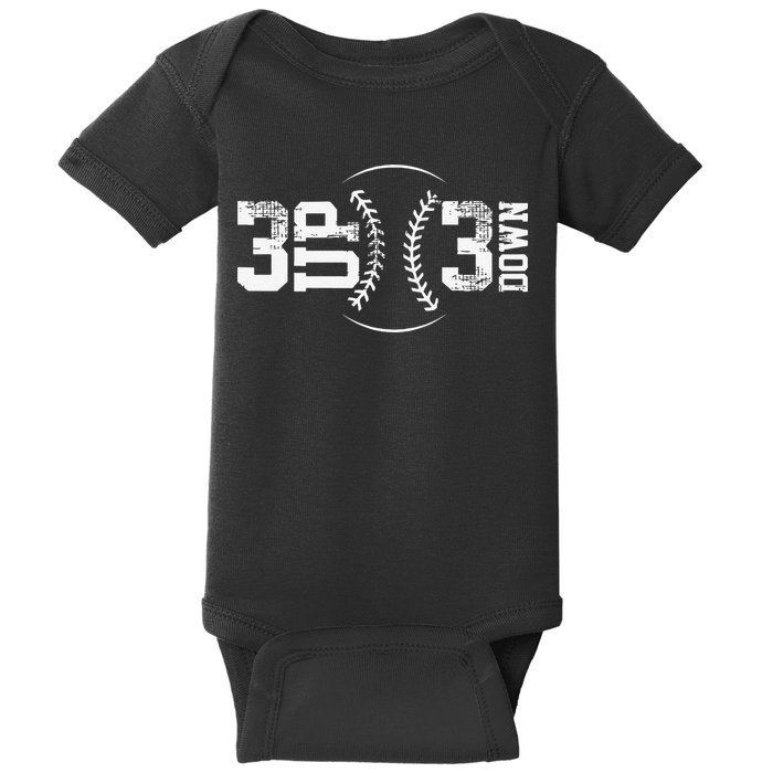 3 Up 3 Down Three Up Three Down Baseball Baby Bodysuit