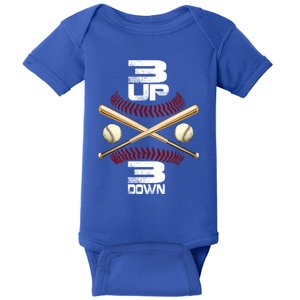 3 Up 3 Down Baseball Gift Funny Baseball Player And Fan Great Gift Baby Bodysuit