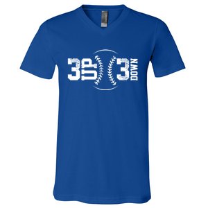 3 Up 3 Down Baseball Theme Gift V-Neck T-Shirt