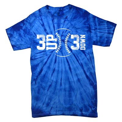 3 Up 3 Down Baseball Theme Gift Tie-Dye T-Shirt