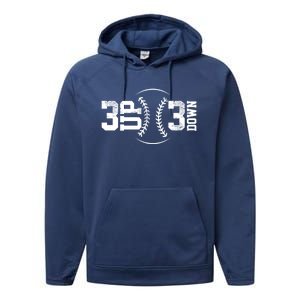 3 Up 3 Down Baseball Theme Gift Performance Fleece Hoodie