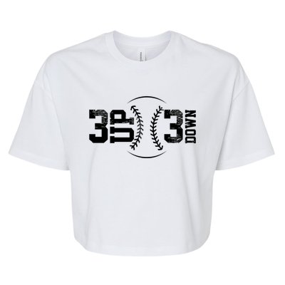 3 Up 3 Down Baseball Theme Gift Bella+Canvas Jersey Crop Tee