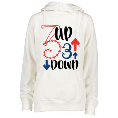 3 Up 3 Down Baseball Theme Funny Gift Womens Funnel Neck Pullover Hood