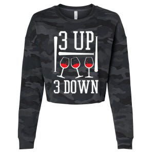 3 Up 3 Down Funny Wine Lover Baseball Game Fan Cool Saying Gift Cropped Pullover Crew