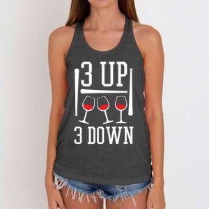 3 Up 3 Down Funny Wine Lover Baseball Game Fan Cool Saying Gift Women's Knotted Racerback Tank