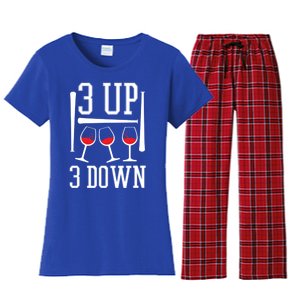 3 Up 3 Down Funny Wine Lover Baseball Game Fan Cool Saying Gift Women's Flannel Pajama Set