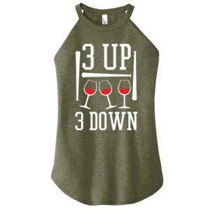 3 Up 3 Down Funny Wine Lover Baseball Game Fan Cool Saying Gift Women's Perfect Tri Rocker Tank