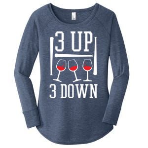 3 Up 3 Down Funny Wine Lover Baseball Game Fan Cool Saying Gift Women's Perfect Tri Tunic Long Sleeve Shirt