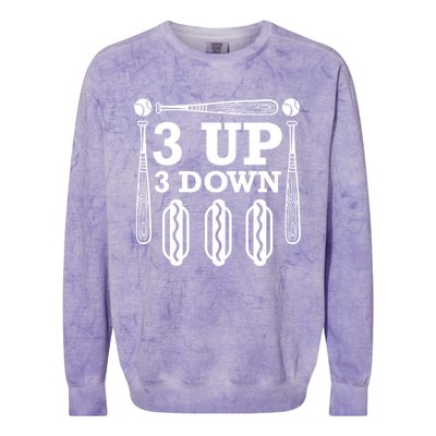 3 Up 3 Down Hotdogs Baseball Great Gift Colorblast Crewneck Sweatshirt