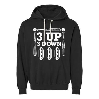 3 Up 3 Down Hotdogs Baseball Great Gift Garment-Dyed Fleece Hoodie