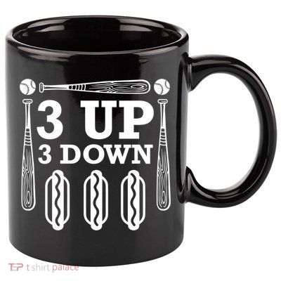 3 Up 3 Down Hotdogs Baseball Great Gift 11oz C Handle Ceramic Mug