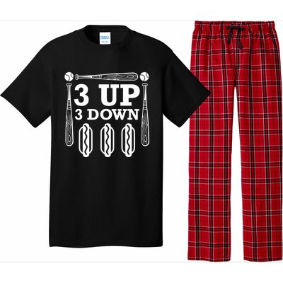 3 Up 3 Down Hotdogs Baseball Great Gift Pajama Set