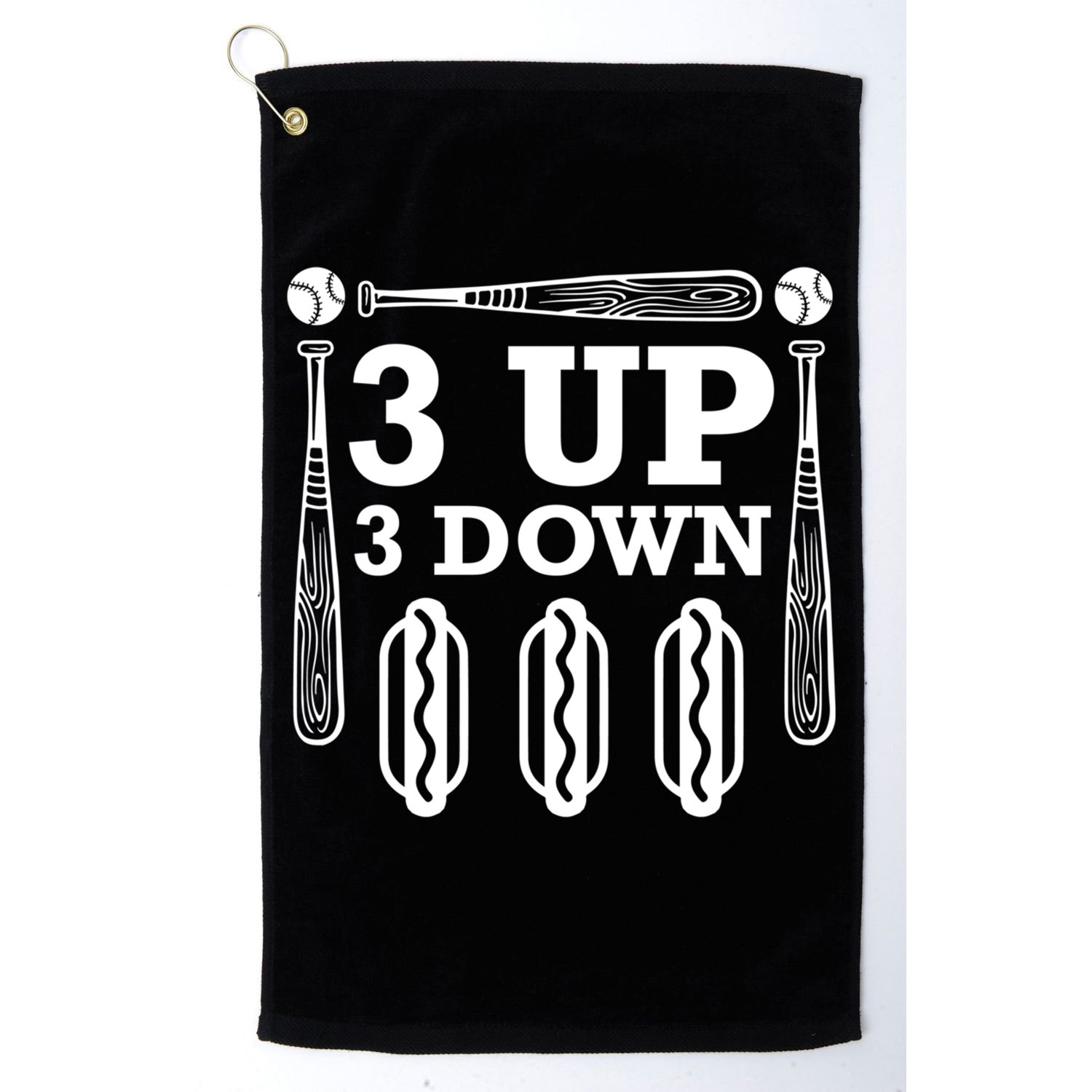 3 Up 3 Down Hotdogs Baseball Great Gift Golf Towel