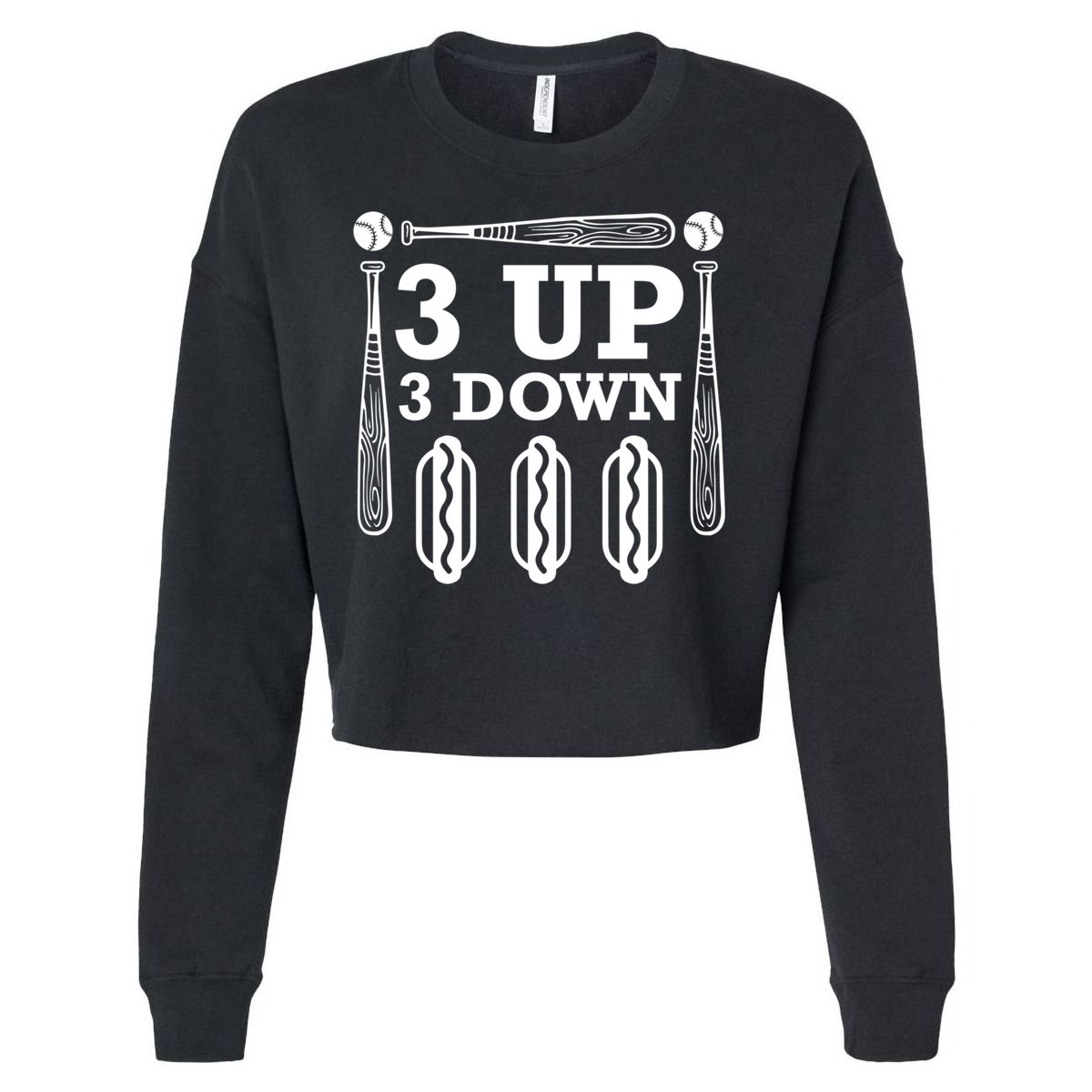 3 Up 3 Down Hotdogs Baseball Great Gift Cropped Pullover Crew