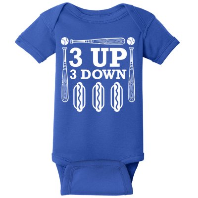 3 Up 3 Down Hotdogs Baseball Great Gift Baby Bodysuit