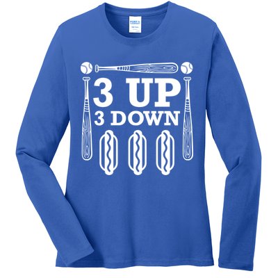 3 Up 3 Down Hotdogs Baseball Great Gift Ladies Long Sleeve Shirt