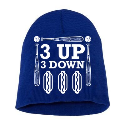 3 Up 3 Down Hotdogs Baseball Great Gift Short Acrylic Beanie