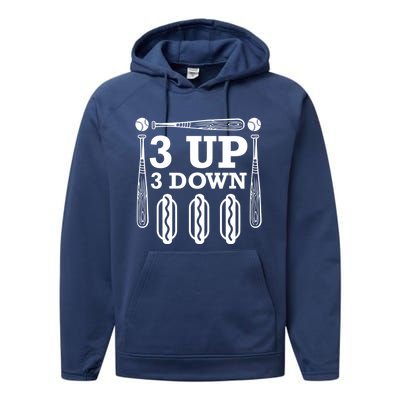 3 Up 3 Down Hotdogs Baseball Great Gift Performance Fleece Hoodie