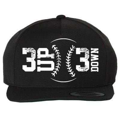 3 UP 3 Down Baseball Wool Snapback Cap