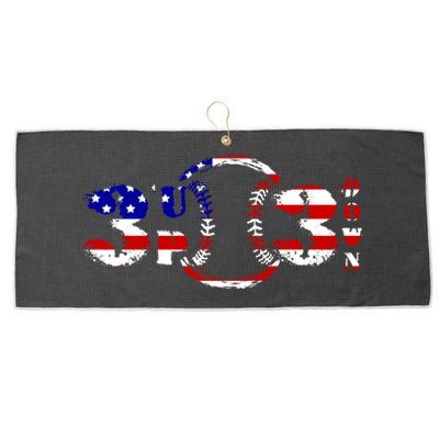 3 Up 3 Down Patriotic Baseball Outfit Funny Softball Gift Large Microfiber Waffle Golf Towel