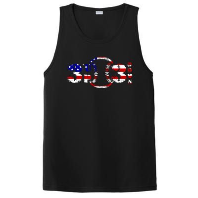 3 Up 3 Down Patriotic Baseball Outfit Funny Softball Gift PosiCharge Competitor Tank