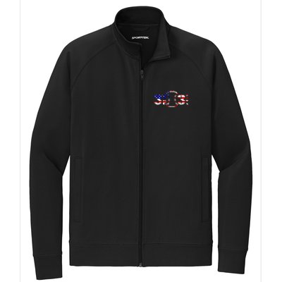 3 Up 3 Down Patriotic Baseball Outfit Funny Softball Gift Stretch Full-Zip Cadet Jacket