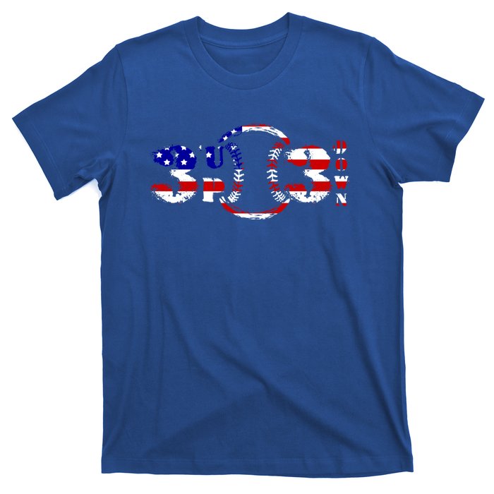 3 Up 3 Down Patriotic Baseball Outfit Funny Softball Gift T-Shirt