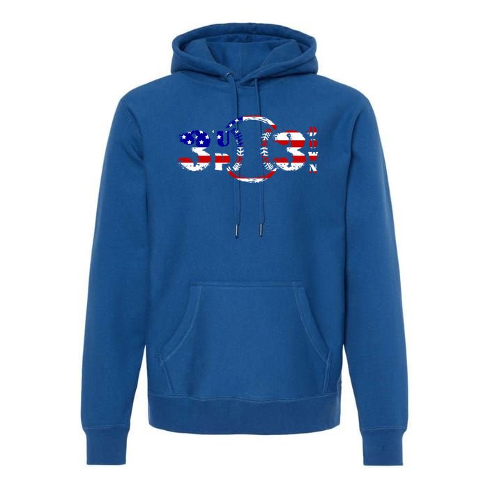 3 Up 3 Down Patriotic Baseball Outfit Funny Softball Gift Premium Hoodie