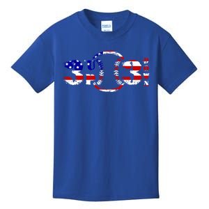 3 Up 3 Down Patriotic Baseball Outfit Funny Softball Gift Kids T-Shirt