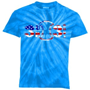 3 Up 3 Down Patriotic Baseball Outfit Funny Softball Gift Kids Tie-Dye T-Shirt