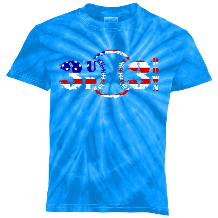 3 Up 3 Down Patriotic Baseball Outfit Funny Softball Gift Kids Tie-Dye T-Shirt