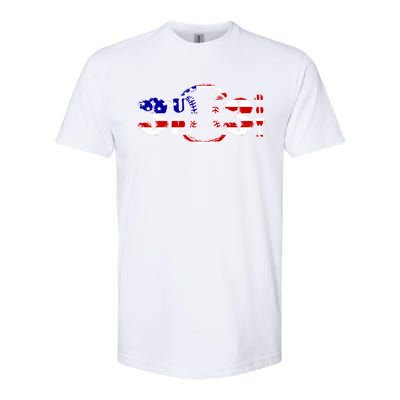 3 Up 3 Down Patriotic Baseball Outfit Funny Softball Gift Softstyle® CVC T-Shirt