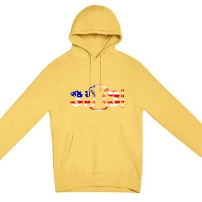 3 Up 3 Down Patriotic Baseball Softball Us Flag Gift Idea Cute Gift Premium Pullover Hoodie