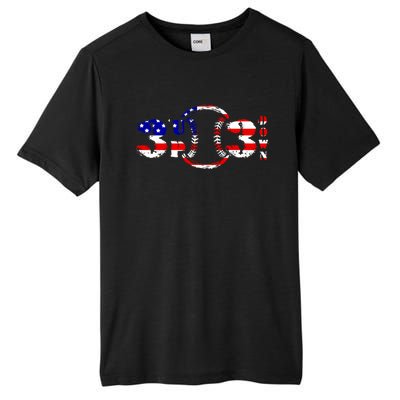 3 Up 3 Down Patriotic Baseball Softball Us Flag Gift Idea Cute Gift Tall Fusion ChromaSoft Performance T-Shirt