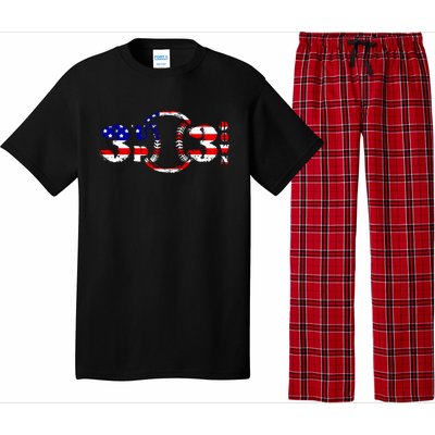 3 Up 3 Down Patriotic Baseball Softball Us Flag Gift Idea Cute Gift Pajama Set