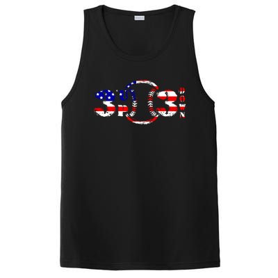 3 Up 3 Down Patriotic Baseball Softball Us Flag Gift Idea Cute Gift PosiCharge Competitor Tank