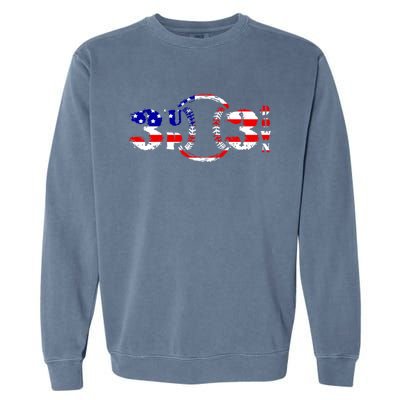 3 Up 3 Down Patriotic Baseball Softball Us Flag Gift Idea Cute Gift Garment-Dyed Sweatshirt