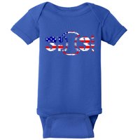 3 Up 3 Down Patriotic Baseball Softball Us Flag Gift Idea Cute Gift Baby Bodysuit