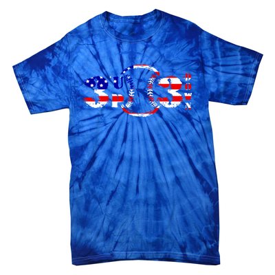 3 Up 3 Down Patriotic Baseball Softball Us Flag Gift Idea Cute Gift Tie-Dye T-Shirt