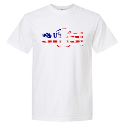 3 Up 3 Down Patriotic Baseball Softball Us Flag Gift Idea Cute Gift Garment-Dyed Heavyweight T-Shirt