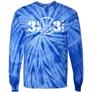 3 Up 3 Down Softball Outfit Three Up Tree Down Baseball Funny Gift Tie-Dye Long Sleeve Shirt