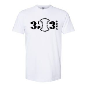 3 Up 3 Down Softball Outfit Three Up Tree Down Baseball Funny Gift Softstyle CVC T-Shirt