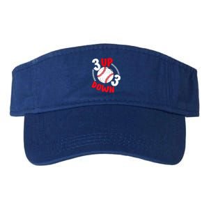 3 Up 3 Down Three Up Three Down Baseball Softball Players Gift Valucap Bio-Washed Visor