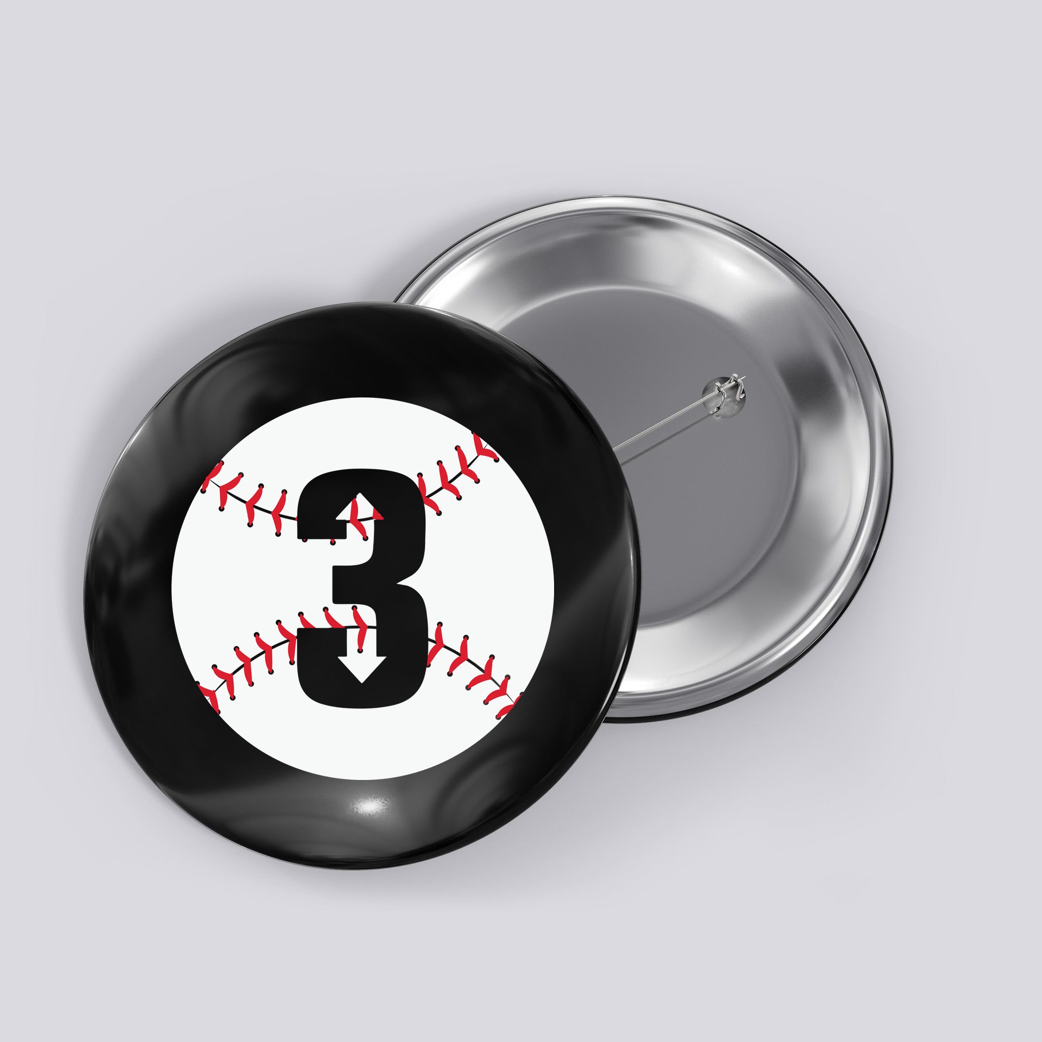 3 UP 3 Down Baseball Gift For Player Sport Team Button